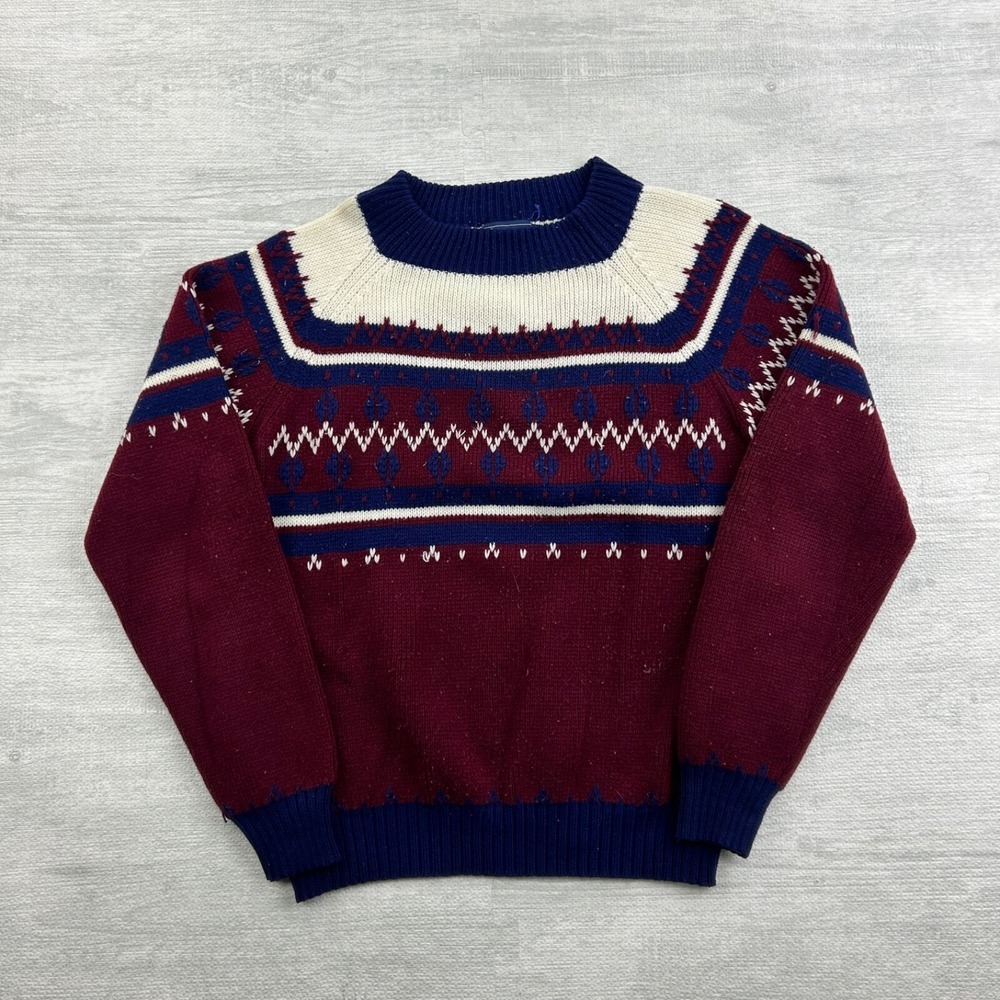 Vintage 60s JC Penney Sweater Size Small‎ Striped Geometric Pull Over Boho